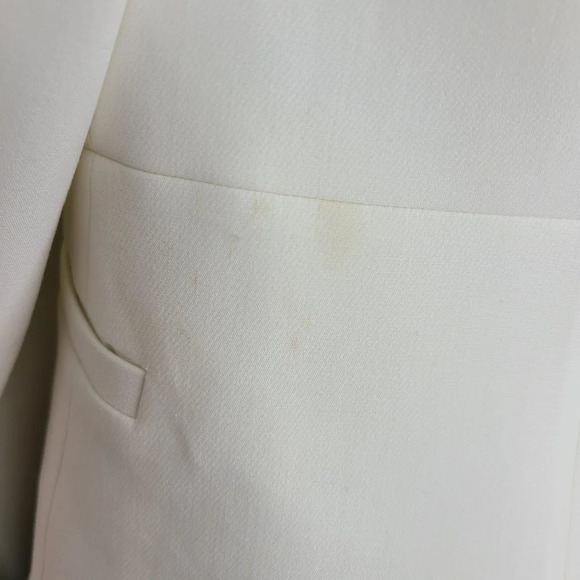 L'Agence Contrast Lapel White Navy Blue Smoking Blazer Jacket Satin One Button 4 - Picture 6 of 14